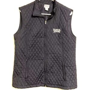 Samuel‎ Adams Quilted Vest XL Navy Full Zip Embroidered Beer Logo Lightweight